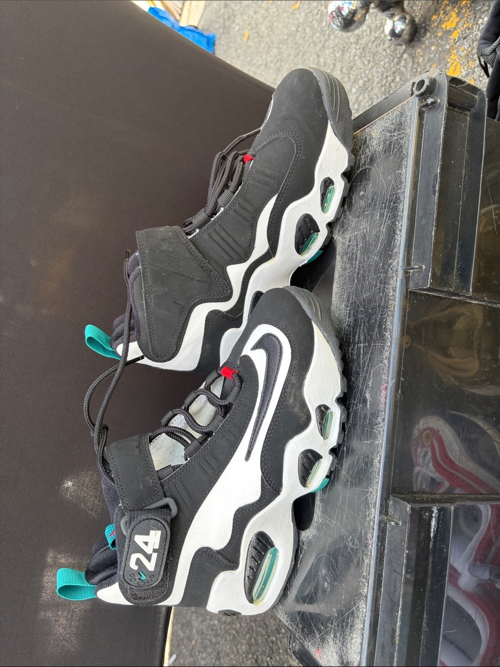 Nike Kids Black White and Teal High-Top Sneakers